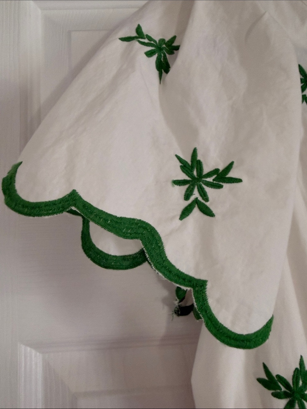Anthropologie Somerset EyeWhite Maxi Dress with Green Embroidered Floral Accents - Picture 10 of 12